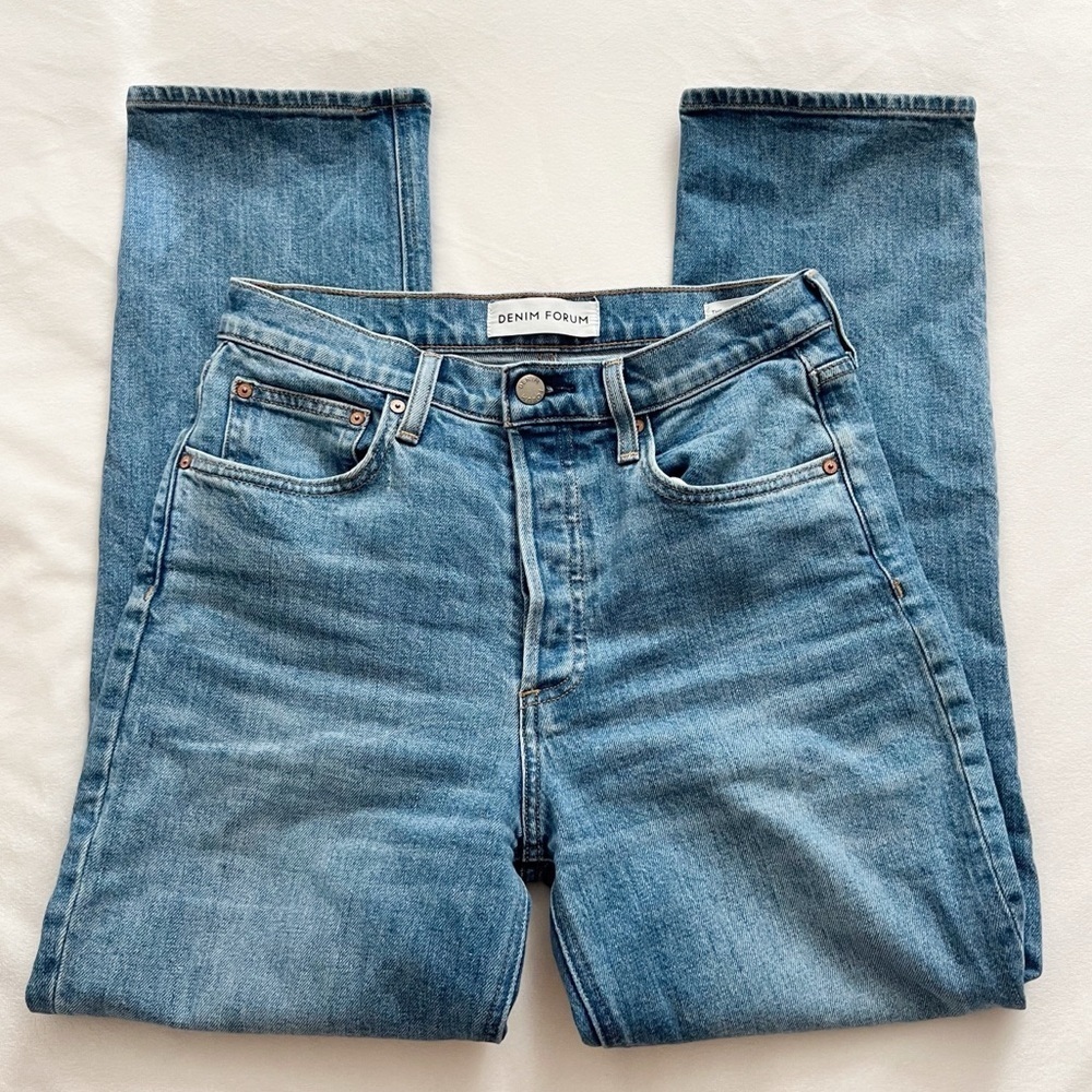 Denim Forum High-Rise Women’s Jeans — Medium Blue Wash